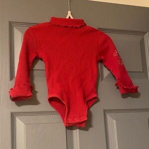 KRU little Red Kids One Piece Christmas Holiday Party Outfit w embroidery cotton